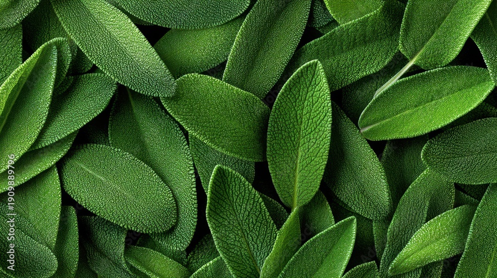 Naklejka premium Vibrant green sage leaves textured nature background
