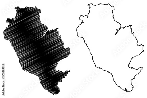 Innoshima island (Japan, East Asia, Japanese archipelago) map vector illustration, scribble sketch Innoshima map