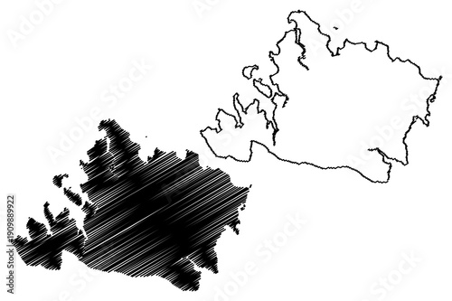 Iriomote island (Japan, East Asia, Japanese archipelago, Yaeyama Islands) map vector illustration, scribble sketch Iriomote map