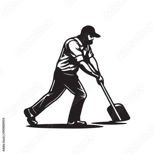 Man cleaning with a vacuum and a mop vector illustration