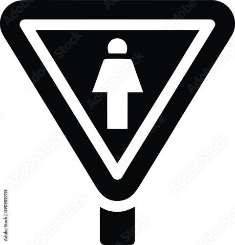 yield sign — silhouette line art vector illustration on transparent background