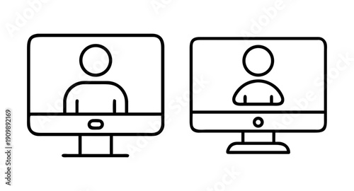Online meeting vector icon illustration, remote work and video call concept design element