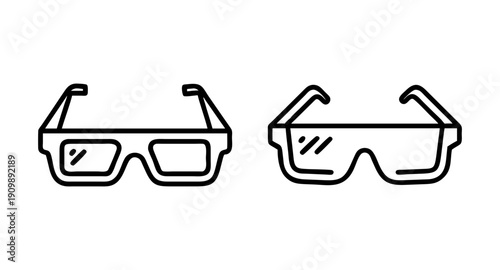 Vector illustration of safety glasses and sunglasses for eye protection and style icon
