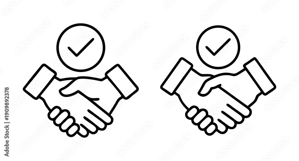 Fototapeta premium Handshake agreement icon vector illustration for business deal and partnership success