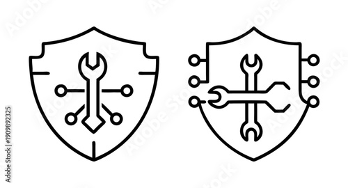 Cyber security repair service logo design vector concept for technology company and business