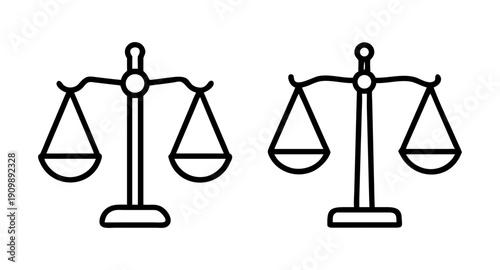 Justice scales vector illustration for law and balance concept in black and white design