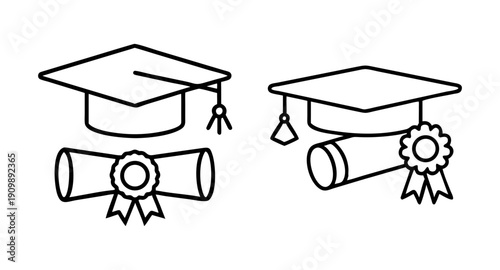 Graduation caps and diplomas clip art vector design for educational achievement concept