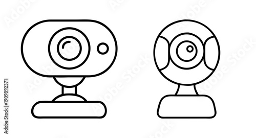 Webcam vector icon illustration, webcam outline, video call, conference, online meeting concept