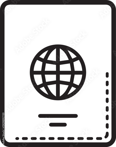 A minimalist illustration of a passport, symbolizing global travel and international journeys.