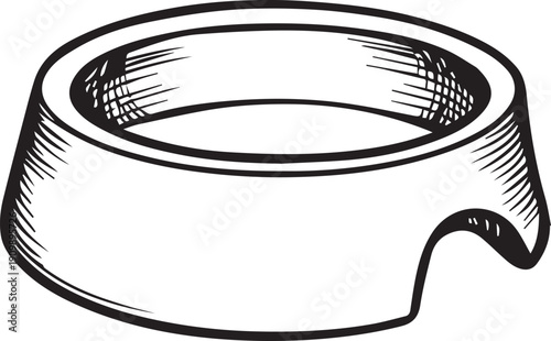 A close-up sketch of a single empty food bowl, conveying simplicity and the idea of waiting.