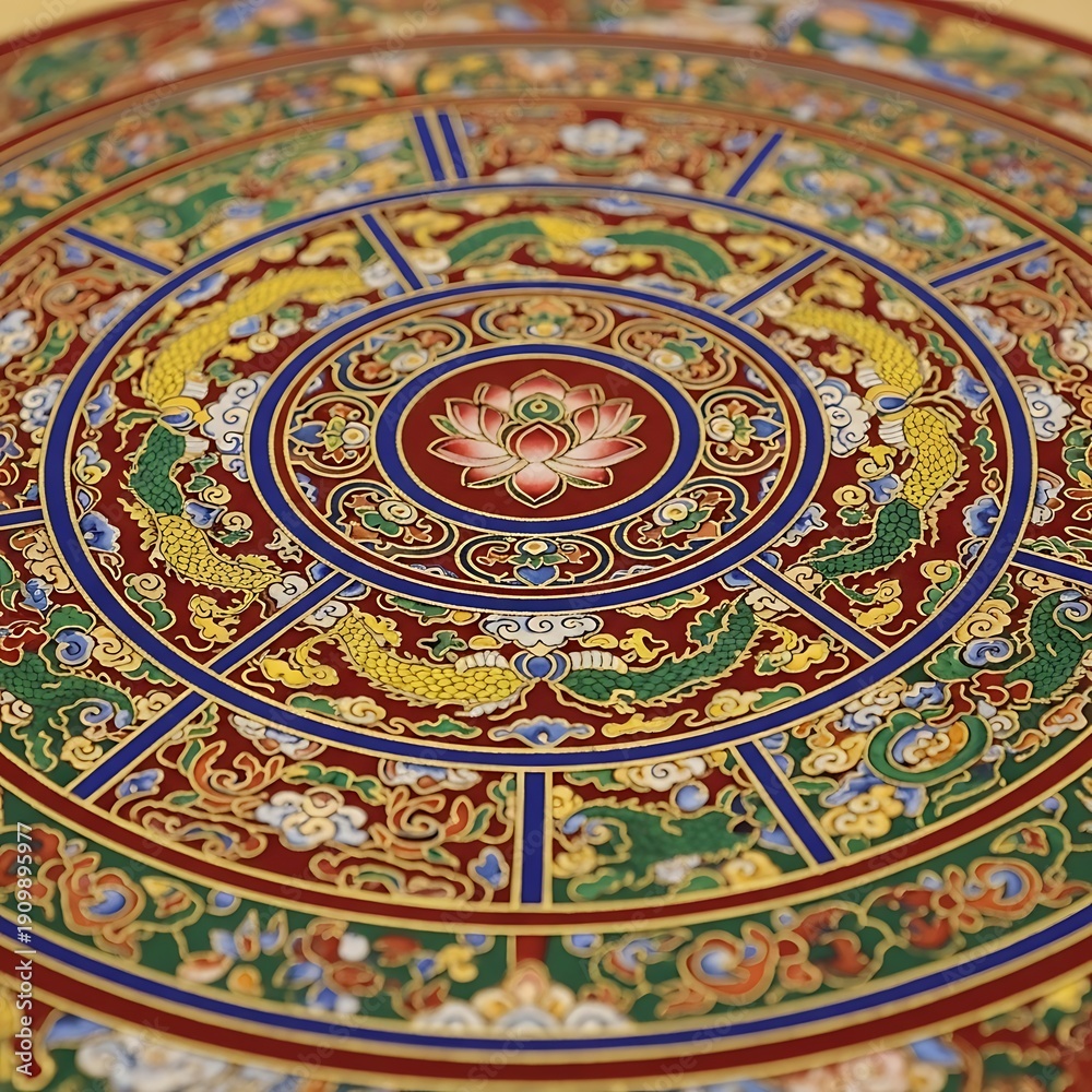 Naklejka premium Intricate Mandala Art - A Colorful and Spiritual Design.