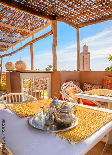 Traditional Moroccan mint tea in Marrakesh, Morocco