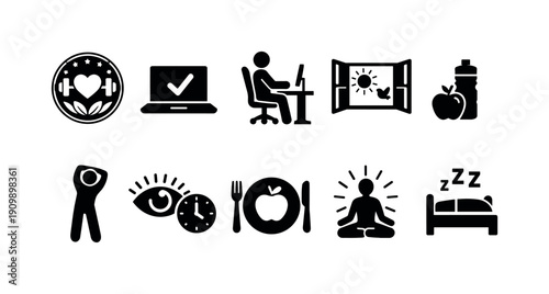 Music, audio silhouette icon set. instruments and sound icons collection.