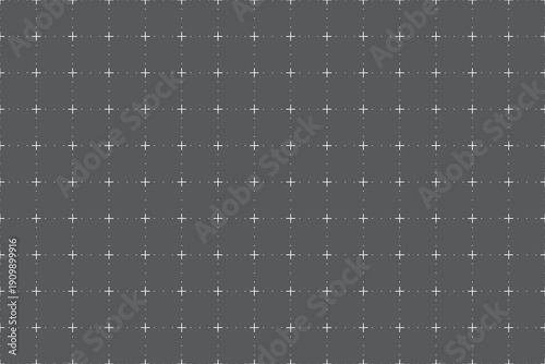 Dark gray dotted grid with plus cross marks pattern background for technical layout, UI mockups, blueprint style and modern design