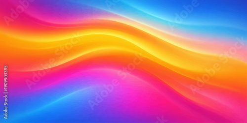An artistic abstract background features a bright rainbow gradient with colorful motion waves and a blurred texture design