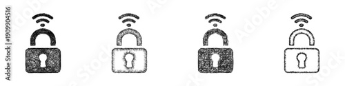 Sketch smart lock icon design set