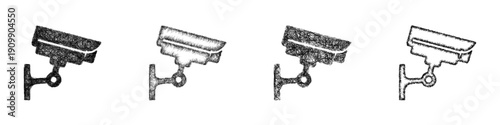 Sketch video surveillance icon design set