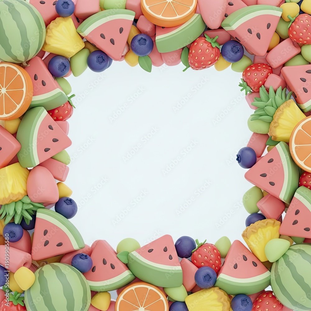 Fototapeta premium Colorful fruit arrangement with copy space