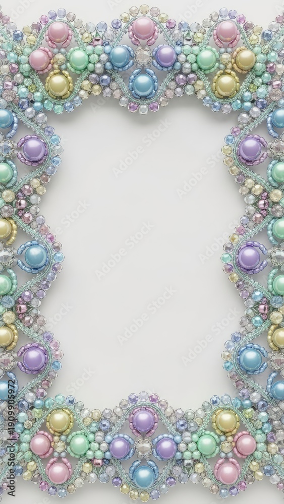 Obraz premium Decorative frame with pastel bead embellishments and open center