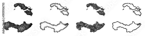 Sketch Zeeland outline map design set