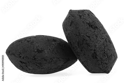 Foto Bbq charcoal briquette isolated on a white background