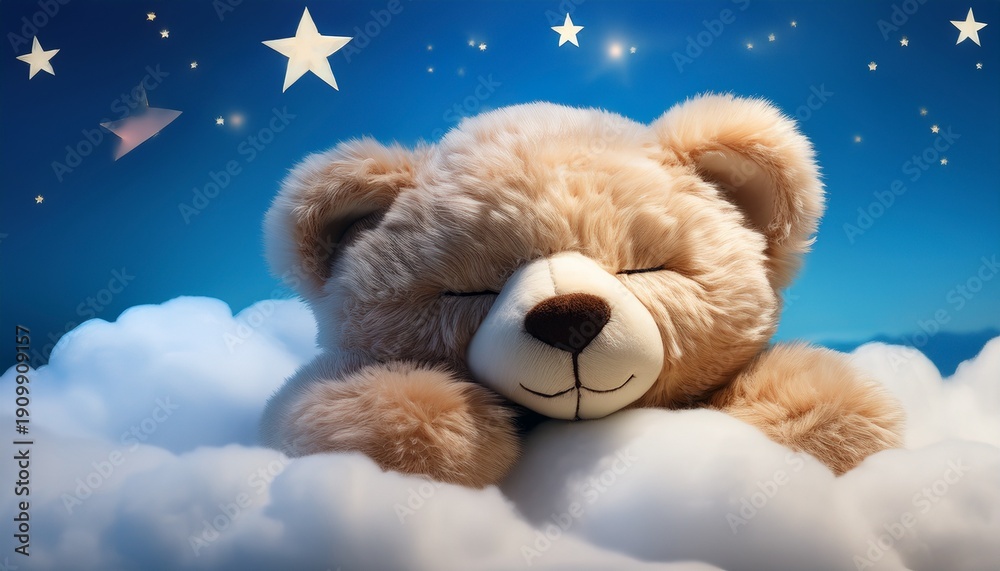custom made wallpaper toronto digitalwhimsical art featuring a teddy bear peacefully asleep in the sky