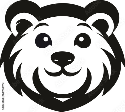 Minimal Bear Face Mascot Logo in Monochrome Style