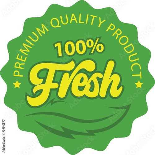 100% fresh food vector green circle design. Abstract mint leaf. for natural, organic, icon, green, healthy, vegetarian, logo, label, seal, sign, symbol, badge, sticker, emblem