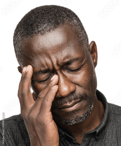 Coping with stress a man in distress in a environment emotional portrait, isolated on transparent background, png