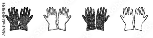 Sketch lab gloves icon design set