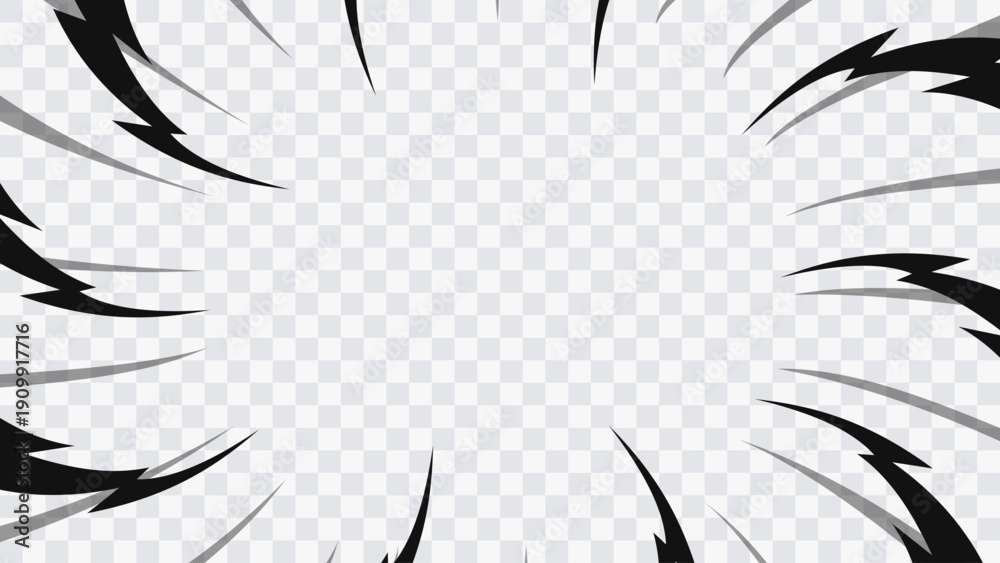 Naklejka premium Manga and comic style action background isolated on transparent backdrop. Suitable for fight scenes, animation and game design.
