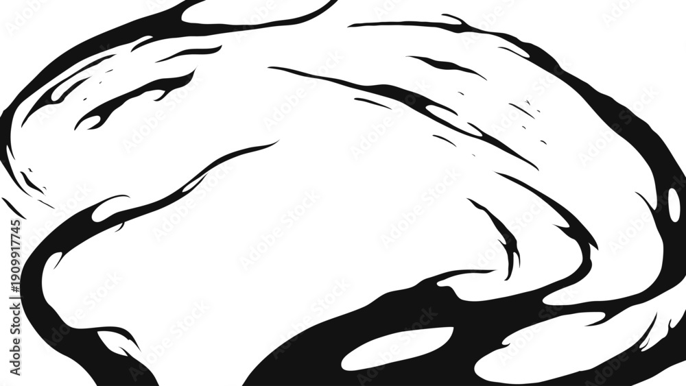 Fototapeta premium Dynamic anime style energy wave with flowing ink-like shapes and dramatic motion effect. Abstract power slash or aura burst inspired by manga and comic action scenes.