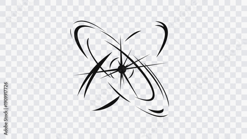 Comic style radial impact burst effect. Dynamic anime action element for fight scenes, sound effects, posters and graphic design. Black manga speed lines explosion isolated on transparent background.