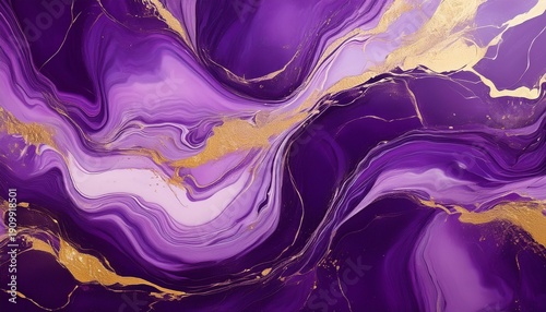 abstract purple marble liquid texture with gold splashes luxury background