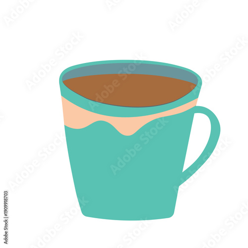 The cute color cup. Kitchen doodle vector illustration. Design for card, poster.
