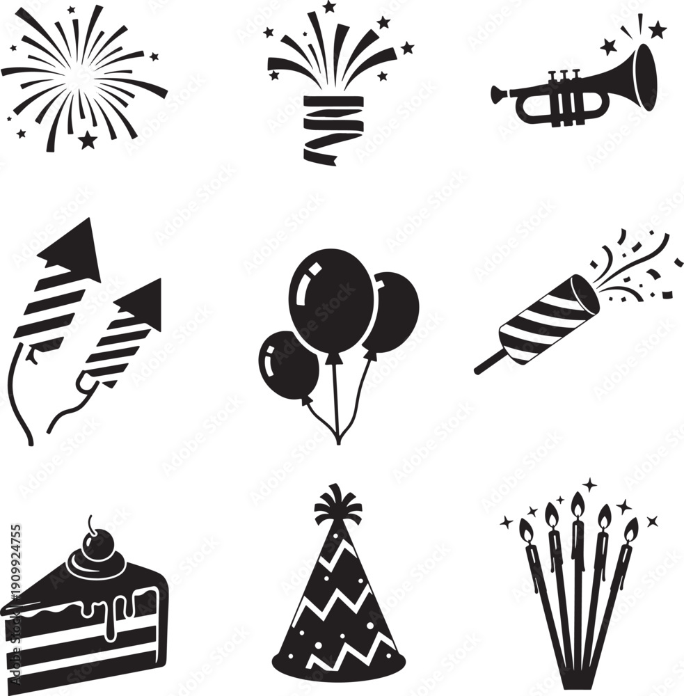 Fototapeta premium Birthday, Fireworks, and Event Design Graphics