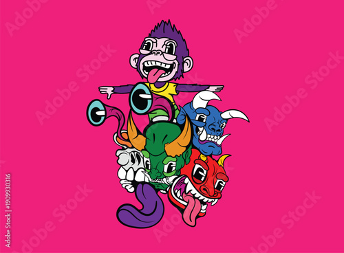 christmas cute monster kaiju for kids background for halloween