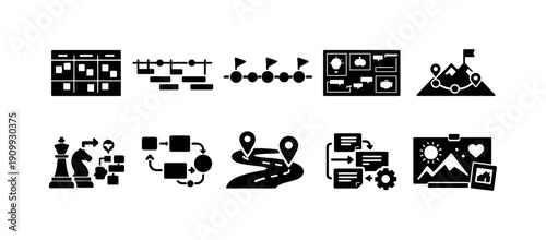 Finance, banking flat icon set. money, currency, analytics icons flat collection