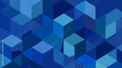Blue geometric cubes abstract background