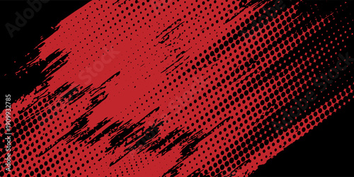 Red halftone dots blue color pattern gradient grunge texture background. modern vector.