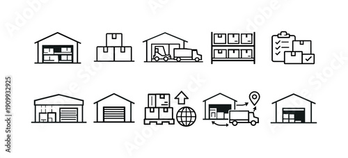 Real estate, property outline icon set. housing, buildings, architecture linear collection