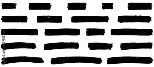 Bold ink brush stroke vector set handdrawn style heavy black solid paint swatches grunge texture highlight banner label background design elements