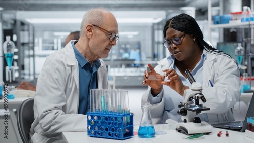 Εκτύπωση καμβά Team of microscopists reviewing patient biopsy slide to detect abnormal cellular growth