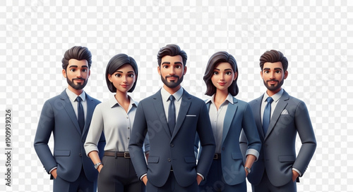 A group of professional businesspeople standing together in a vector illustration
