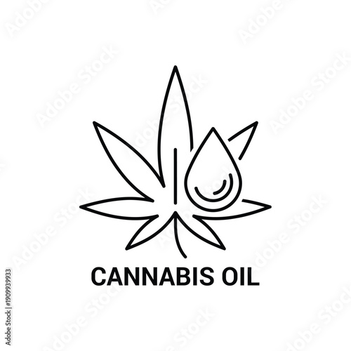 Cannabis oil logo with leaf and drop symbol  cannabis oil