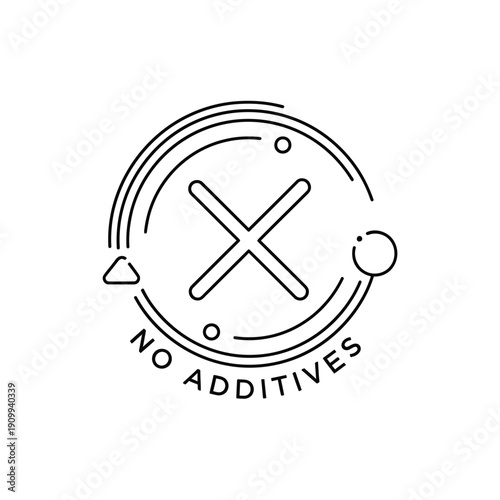 No additives logo with X mark and circle design element