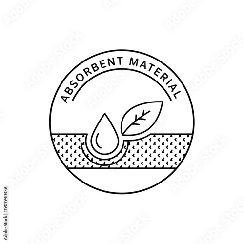 Absorbent material logo with water drop and leaf symbol