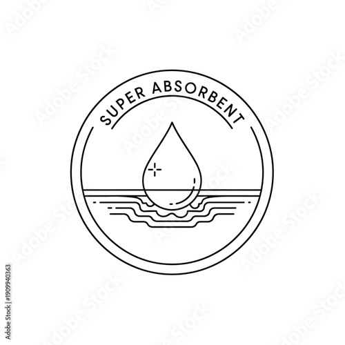 Super absorbent logo with water drop and waves in circle