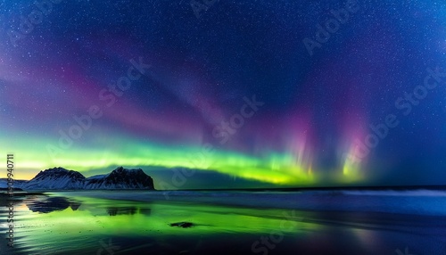 silent night sky under the aurora