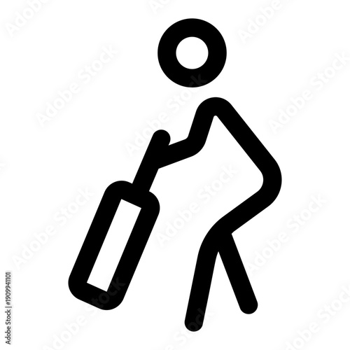 A linear icon showing a character playing cricket